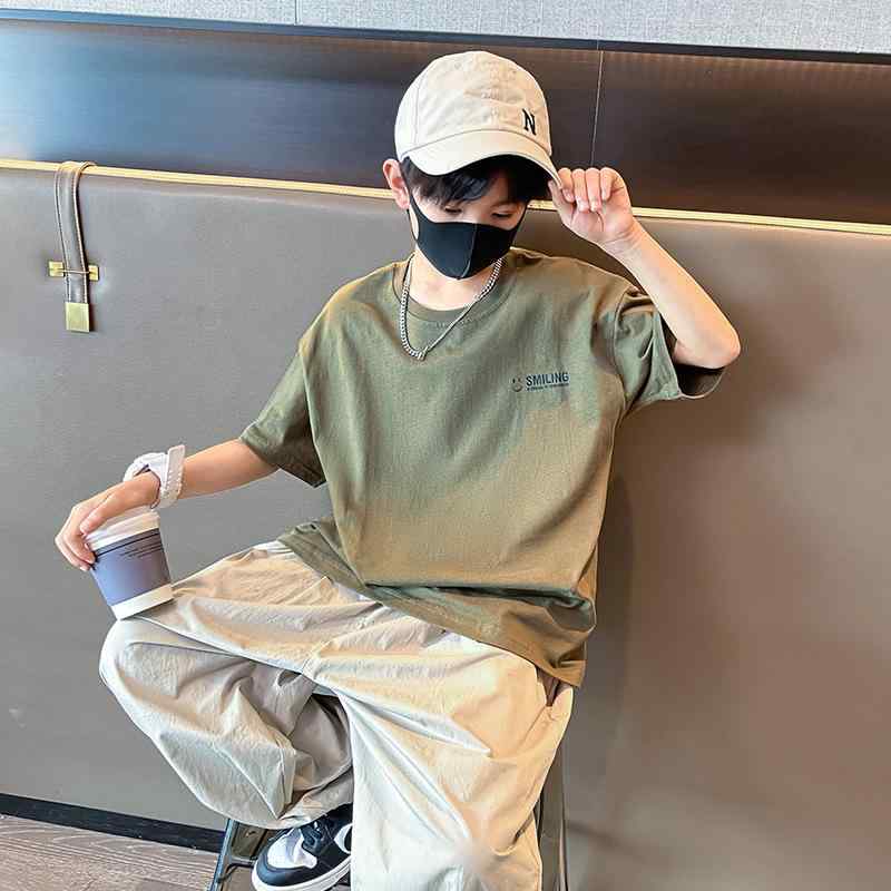 乐天商城 - 子供服 夏 男の子 セットアップ 短袖 九分パンツ 薄手 綿100%
