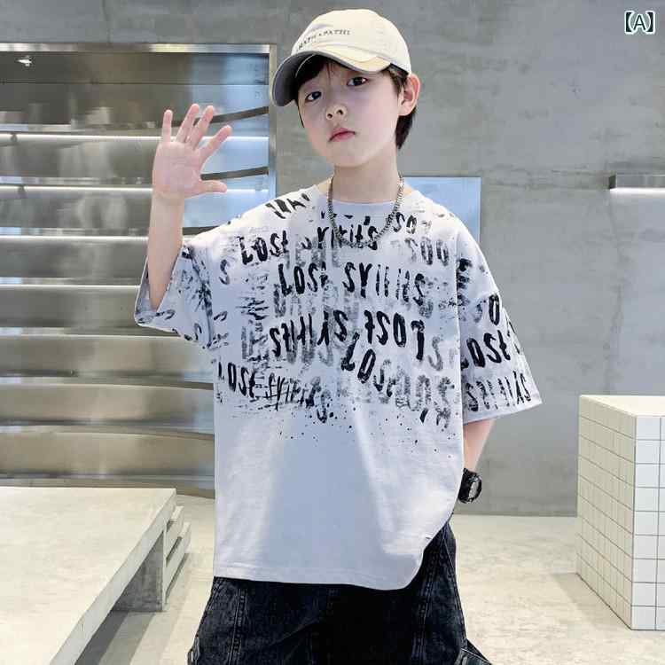 男の子 半袖Tシャツ デニムショートパンツ セットアップセット 潮クール 工装風 工...