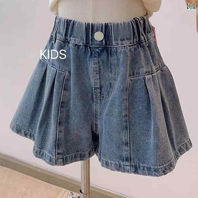 子供服 デニムショートパンツ 女の子 夏 110cm 薄手 普段使い カジュアル かわいい