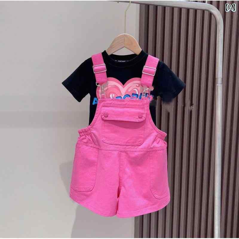女の子の 愛の バックの ズボンの スーツの 夏の 薄い タイプの 洋 気の 韓国 版の 百 合の カジュアルな 服装の 女性の 大きい 子供の ネットの 赤い 2つの セット