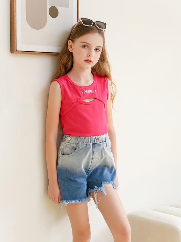 樂天商城 - 女児 夏用 セットアップ デニムショートパンツ 女の子 洋風 夏服 トレンド かわいい 韓国風 110文字以内