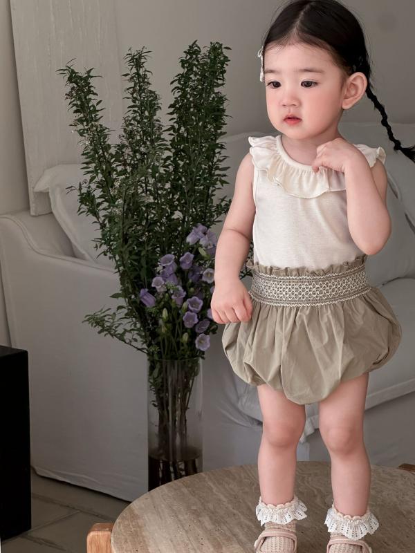 ベビー服 女の子 夏服 セットアップ チュニック 幼児服 麦わら帽子風 幼児用 夏 幼...