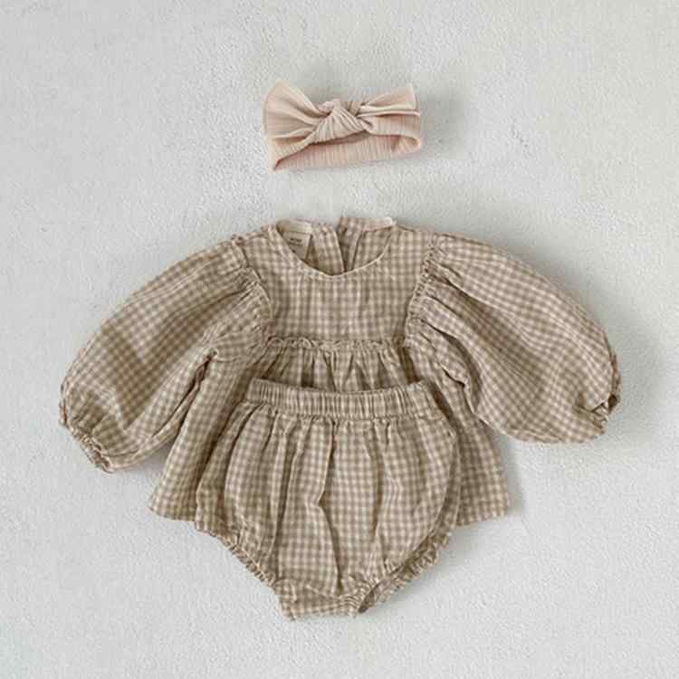ベビー服 セットアップ 格子 長袖 男の子 女の子 春夏 秋 薄手 綿100%