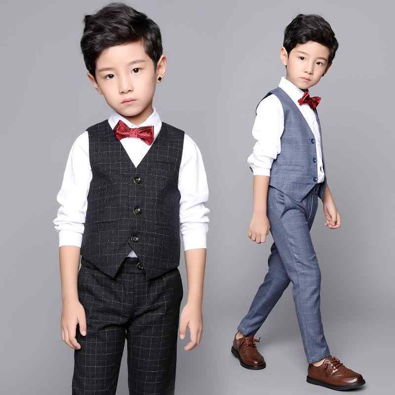 男の子 子供用 スーツ 春秋 格子柄 ベスト 2点セット