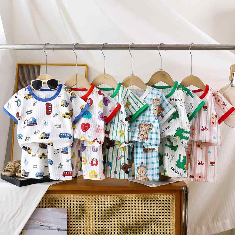 子供服 半袖 セットアップ 綿100% 女の子 男の子 夏用 2点セット キッズ ベビー 半ズボン Tシャツ トップス 韓流風 かわいい おしゃれ 涼しい 柔らかい 快適 通気性 90cm 100cm 110cm