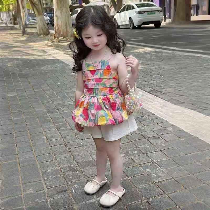 女の子 花柄 キャミソール ショートパンツ セットアップ 夏服 子供服 かわいい おしゃれ 涼しい 快適 綿素材 3歳 4歳 5歳 6歳 7歳 8歳 100cm 110cm 120cm 130cm 140cm