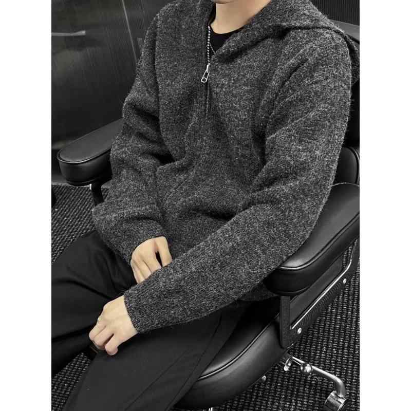 セーター メンズ 秋冬 厚手 ニット帽 暖かい 防寒 おしゃれ カジュアル シンプル 男性 紳士服 ファッション トップス 長袖 羊毛 ポリエステルフリースコート