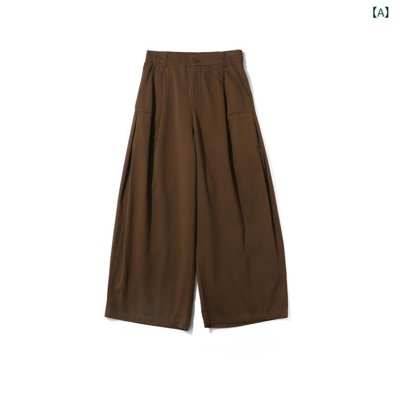 カジュアルパンツ メンズ 春秋 日系 レトロ 工装パンツ ゆったり ワイドパンツ 普段使い アウトドア 紳士用 男性用 ズボン コーヒー色 黒 fork-br-10956883 フォークBR パッケージ画像