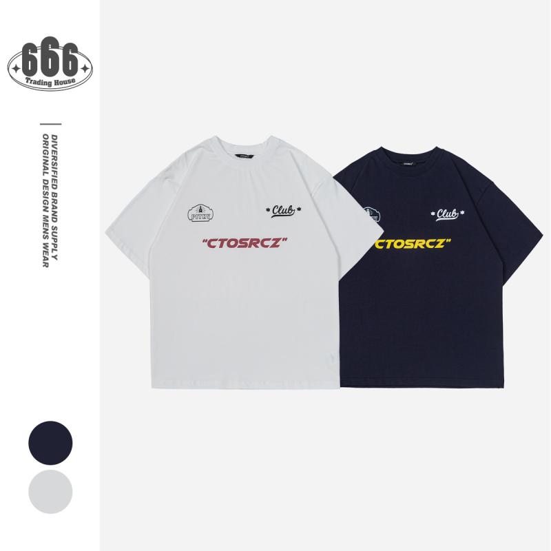 Tシャツ メンズ レディース 半袖 綿100% 圆领 宽松 印花 文字思想 文字 ideias повседневная одежда