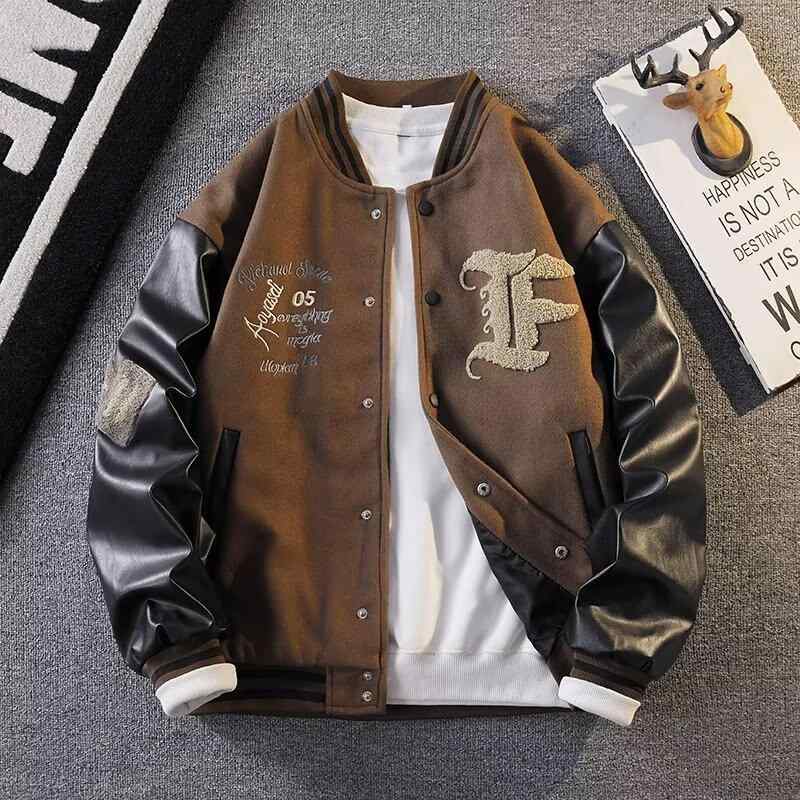 ジャケット メンズ レディース 棒球服 アウター 切り替え 配色 スタジャン 秋冬 アメリカン 重厚感 ゆったり ビッグシルエット カジュアル ストリート