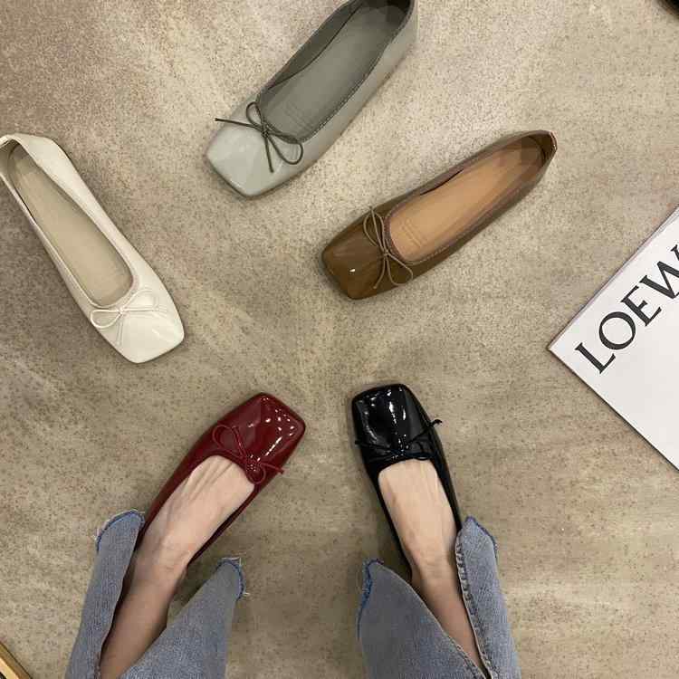 flat shoes women spring summer new elegant gentle bean shoes one-step soft sole red wedding shoes