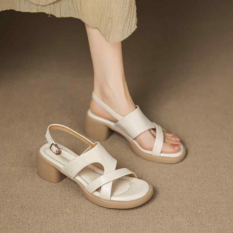 category roman sandals womens sandals low top round toe chunky heel casual comfortable