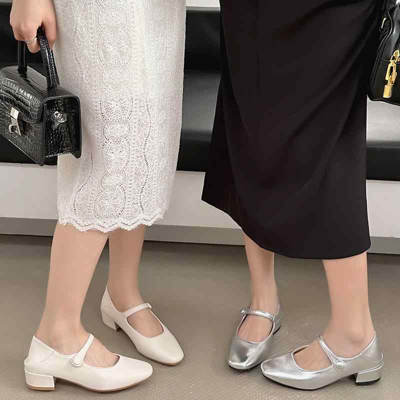 category womens shoes mary jane shoes chunky heel low heel comfortable elegant black beige silver 3-5cm heel breathable durable