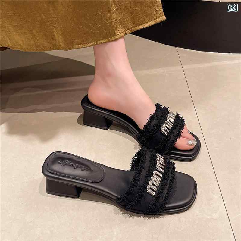 ヒールサンダル レディース 夏 配色 ファッション サンダル
