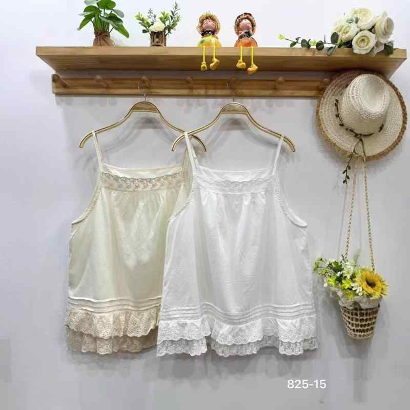 Tops sleeveless lace trim patchwork solid color camisole women's niche design inner layer stacking top