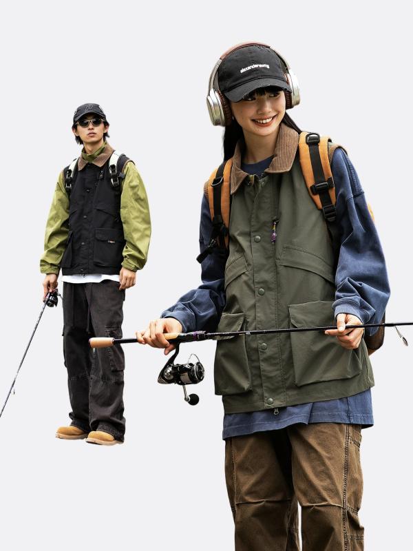 アウトドア 機能性 ワークベスト 男女兼用 多機能 ポケット付き 工装ベスト ファッション シンプル ゆったり 着回し ベスト