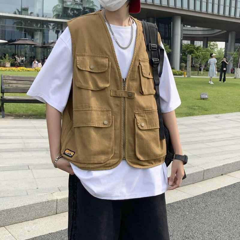 トップス ベスト メンズ カジュアル 工装 無地 夏 軽量 撥水 機能性 おしゃれ かっこいい 普段使い アウトドア 黒 カーキ 黒 M L XL XXL