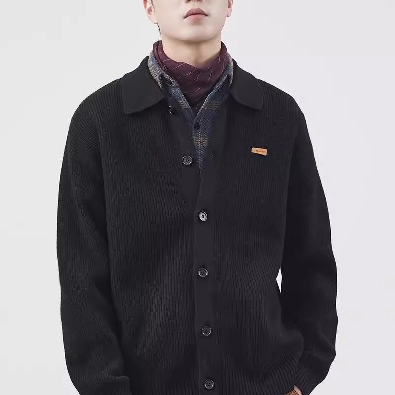 アウター メンズ ニットセーター 冬 長袖 青年 ポリエステル100% 燕麦色 黒 深灰色 M L XL 2XL 3XL