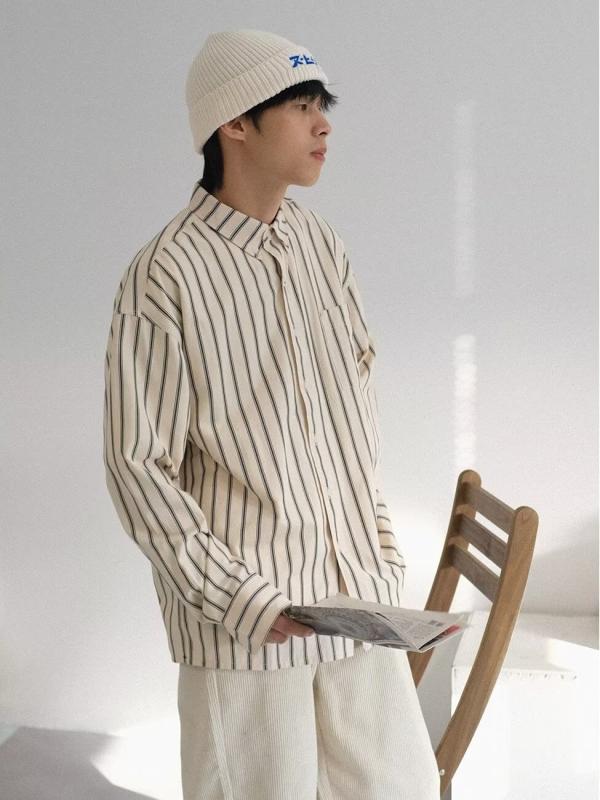 トップス メンズ 長袖シャツ ストライプシャツ カジュアルシャツ おしゃれ 春夏用 紳士用 シャツ トップス 男性服 ファッション おしゃれ かっこいい 爽やか 流行 トレンド 人気 2024年 春夏 新作