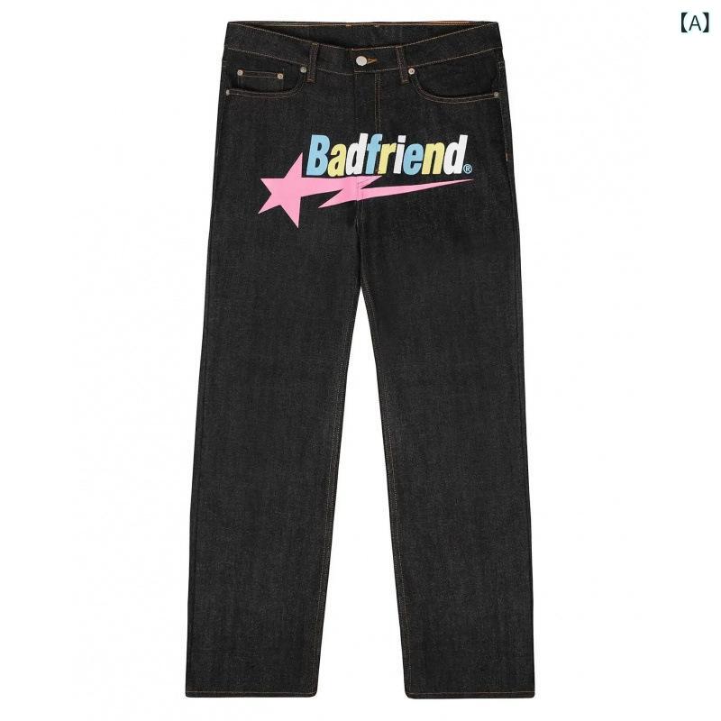 Y2k デニムパンツ badfriend プリントパンツ ズボン 宽松 ジーンズ 原宿 パンク ストリートウェア