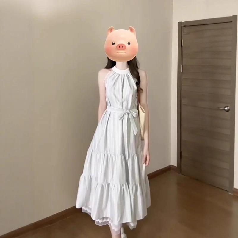 Aラインワンピース 格子柄 ノースリーブ Vネック 通勤 Aライン 膝下丈 フェミニン きれいめ 大人かわいい 春夏