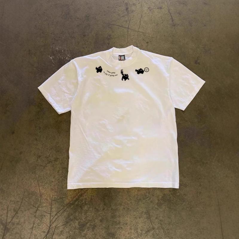 Tシャツ メンズ 黒 猫柄 プリント 半袖 綿100% ゆったり カジュアル 夏