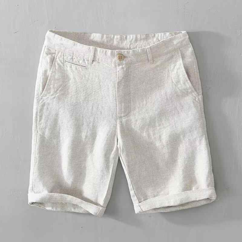 メンズ 麻混 ショートパンツ 夏用 薄手 無地 カジュアル ビーチウェア 短パン 男性...