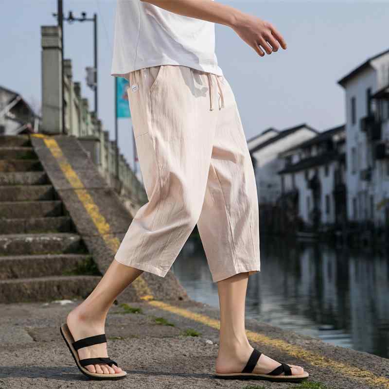 メンズ 亜麻混パンツ 七分丈 八分丈 カジュアルパンツ ゆったり 春夏向け 快適素材 通気性 夏用 涼しい 快適 紳士用 男性用 ズボン ボトムス M L XL 2XL 3XL 4XL 5XL
