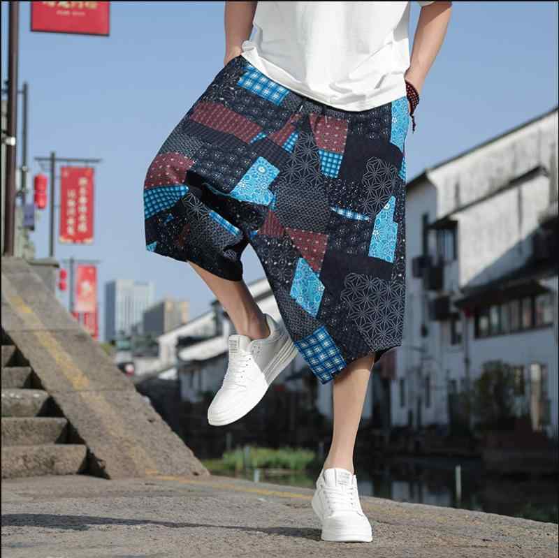カジュアルパンツ メンズ ゆったり 七分丈 麻混 薄手 通気性 快適 夏 普段使い 休闲裤 M L XL 2XL 3XL 4XL 5XL ブラック ブルー レッド```. The user's request was to transform a Chi
