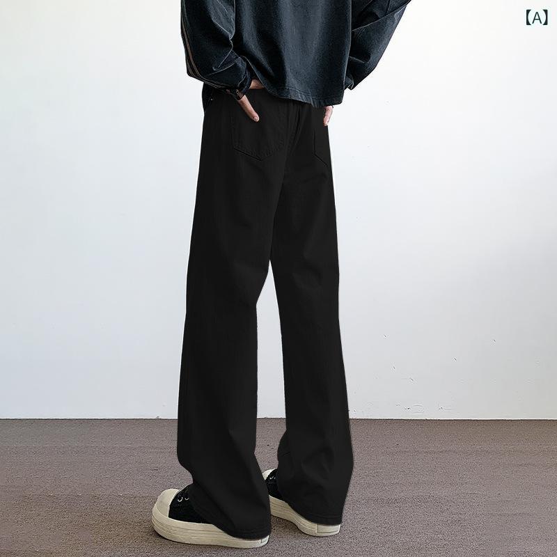 フォークBRのカジュアルパンツ メンズ 春 黒 ブラック アメリカンワークパンツ風 テーパードシルエット ゆったり ストレート ワイドレッグ 快適素材 耐久性 M L XL 2XL 3XL｜アングル2