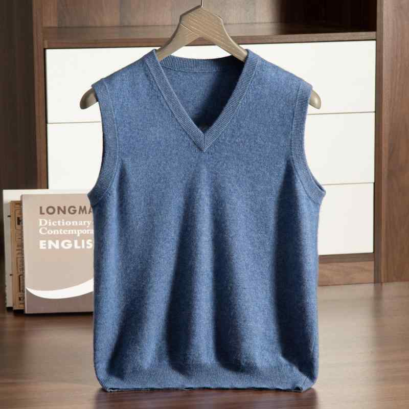トップス Vネック ベスト メンズ 男性用 秋冬 ニット ウール 薄手 かんたん 伸縮性 男性 紳士服 カジュアル ファ…