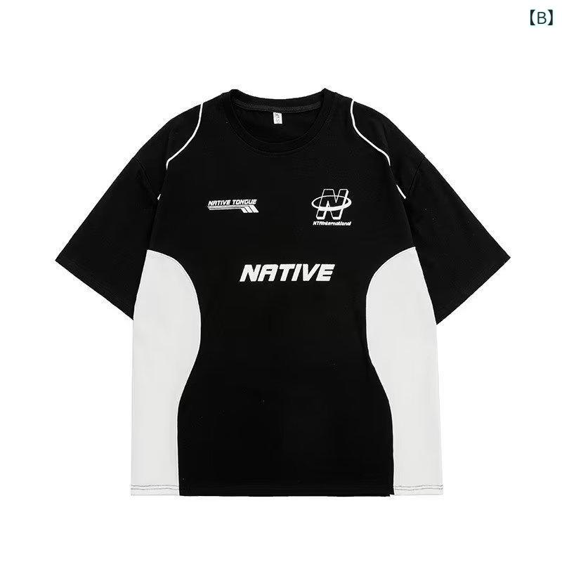 フォークBRのTシャツ メンズ 半袖 カットソー トップス クルーネック ゆったり オーバーサイズ ビッグシルエット 英字プリント ロゴプリント バイカー系 リラックス感 カジュアル ルーズ ストリート系 おしゃれ 着回し抜群 春夏 普段使い｜アングル3
