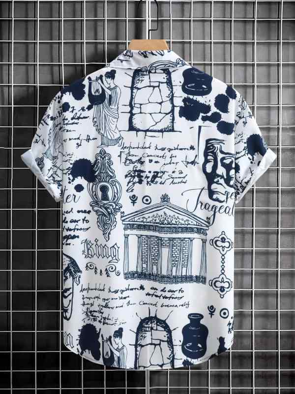 シャツ メンズ トップス 半袖 レトロ プリント 柄シャツ ヴィンテージ風 カジュアル ゆったり 通気性 吸汗 速乾 普段使い 父の日 ギフト 春夏