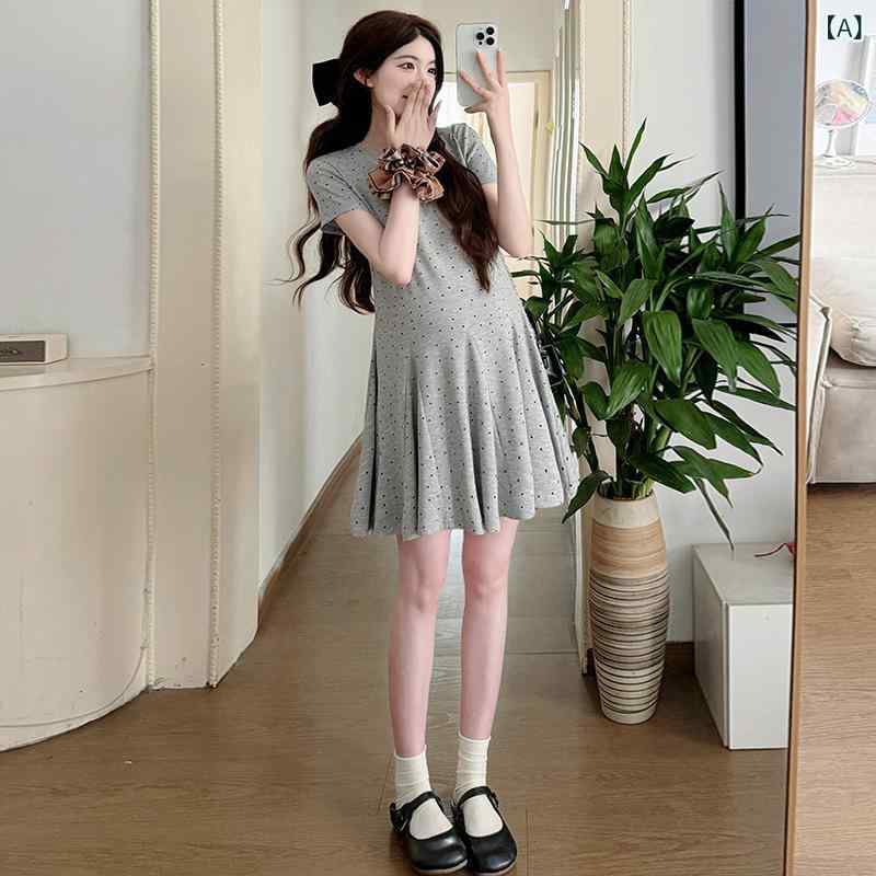 ワンピース 妊婦服 レディース マタニティ Aライン プリーツスカート ロング丈 夏 ...