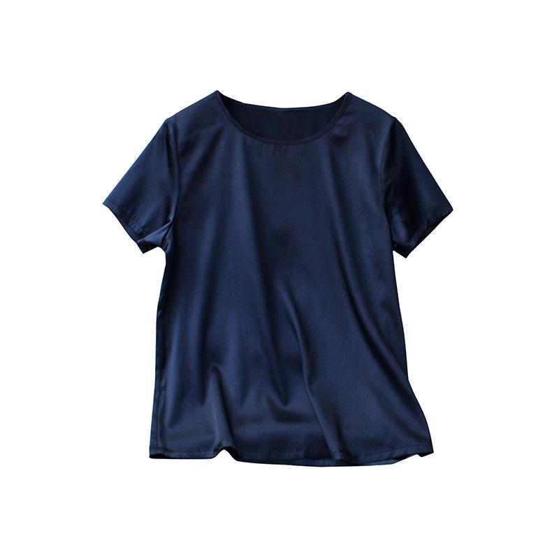 Tシャツ レディース 半袖 トップス 桑蚕丝 シルク 100％ ブラウス 無地 クルーネック ラウンドネック 軽い 柔らかい ゆったり 体型カバー カジュアル 普段着 通勤 オフィス 春夏