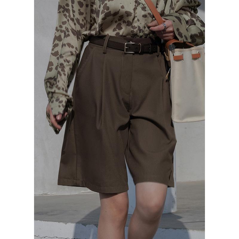 ショートパンツ レディース ハイウエスト ハーフパンツ Aライン ワイドパンツ スラックス センタープレス 美脚 着痩せ 薄手 ゆるめ カジュアル オフィス 通勤用 無地 オールシーズン