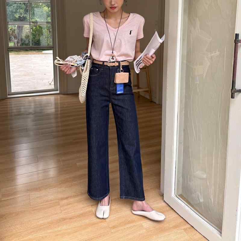 デニムパンツ レディース 高腰 美脚 接触冷感 薄手 ストレッチ ジーパン ジーンズ ロング丈 ボトムス カジュアル 旅…