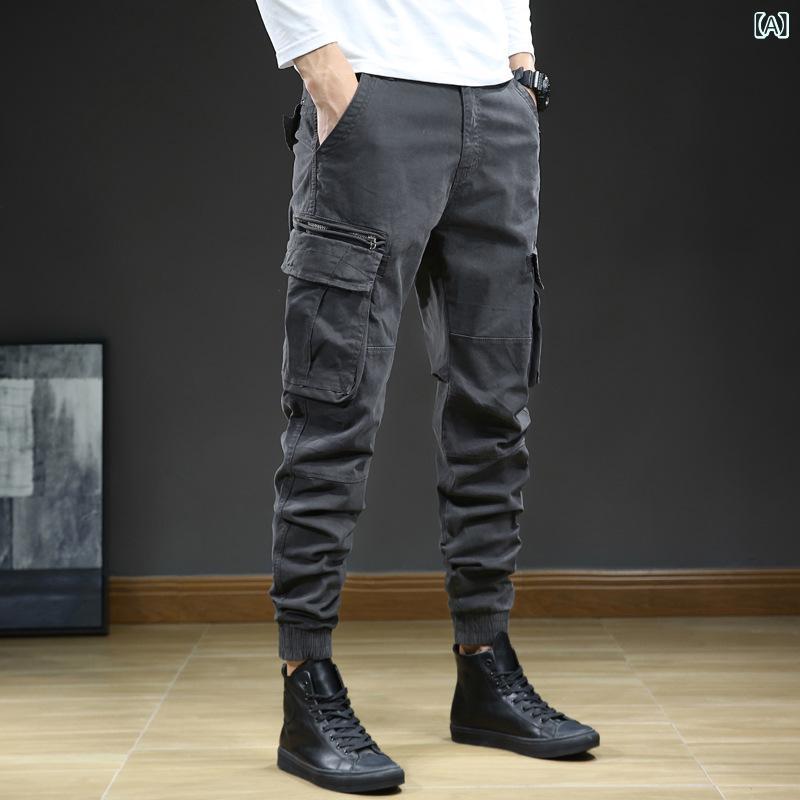 工装裤 男 ワークパンツ メンズ カーゴパンツ ボトムス チノパン ズボン ストレート スリム カジュアル アメカジ 無地 綿 コットン ストレッチ オールシーズン 通学 旅行 ブラック グレー グリーン fork-br-11070100 フォークBR パッケージ画像