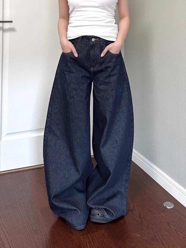 ・カテゴリ: デニムパンツ・素材: 綿・パンツ丈: フルレングス・ウエスト: ハイウエスト・生地の厚さ: 中等・カラー展開: ブルー・サイズ展開: S、M、L、XL、2XL、3XL、4XL・スタイル: 通勤、フェミニン・素材含有量: 50%以上70%未満・伸縮性: なし・パンツのシルエット: ワイド