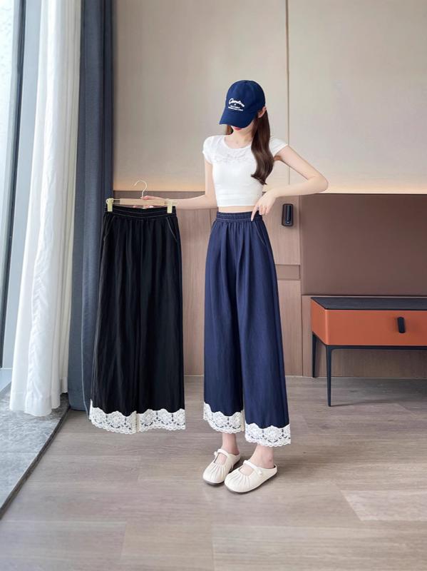 ・カテゴリ: デニムパンツ・素材: レーヨン（再生繊維素繊維）、ビスコース・スタイル: カジュアル、日韓カジュアル・パンツ丈: 九分丈・ウエスト: ハイウエスト・生地の厚さ: 薄手・デザイン特徴: ポケット・カラー展開: ブラック、ダークブルー・サイズ展開: S、M、L、XL、2XL、3XL・パンツシルエット: ワイドストレート・適した体型: 骨格ウェーブ（ピーチ型）・伸縮性: 弱ストレッチ・加工: 形態安定（ノーアイロン）加工・対象: ユニセックス