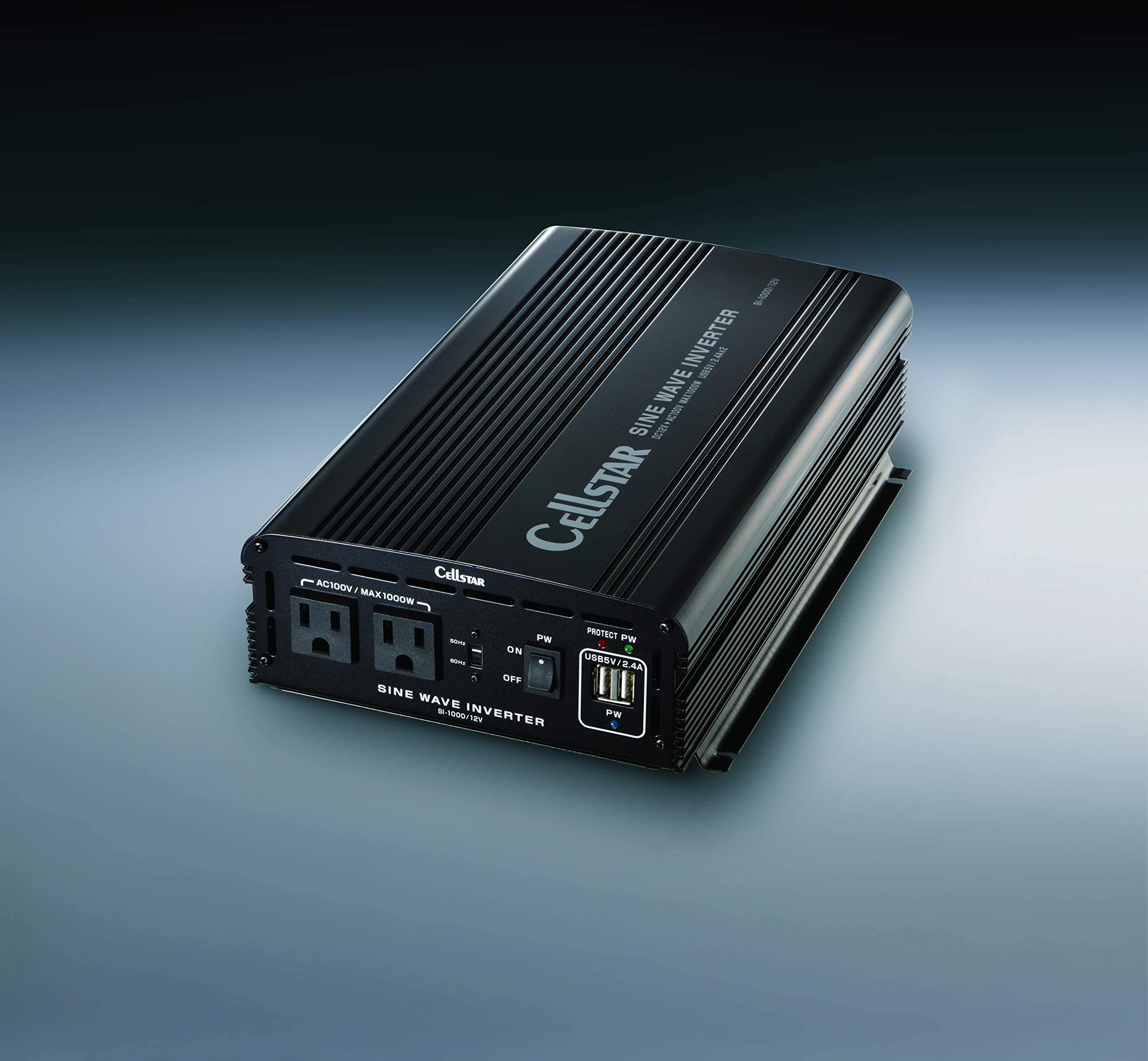 セルスター 正弦波インバーター SI-1000/12 定格出力800W(最大1000W) USB(定格2.4A) コード長2.0m 12V車専用