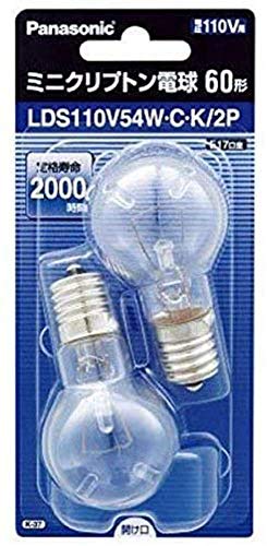 パナソニック ミニクリプトン電球 110V 60W形(54W) E17口金 35mm径 クリア 2個入り LDS110V54WCK2P