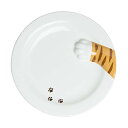 サンアート かわいい食器 「 横から猫 」 とらねこプレート(足跡付) 中皿 直径22cm 白 SAN2505