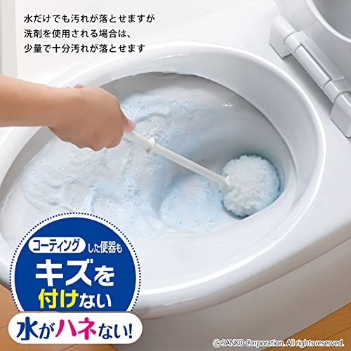formanismのSankoサンコー やわらか トイレブラシ ケース付 水だけでも汚れが落とせる特殊繊維 傷がつきにくい レギュラー ホワイト びっくりフレッシュ｜アングル3