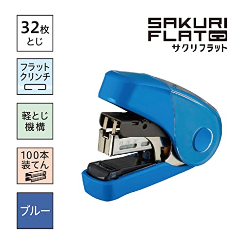 マックス ホッチキス サクリフラット 32枚とじ 予備針100本収納 ブルー HD-10FL3K/B