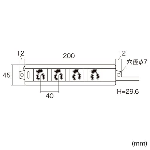 サンワサプライ(Sanwa Supply) 電源タップ 3P・4個口 3m TAP-MG341N2PN-3