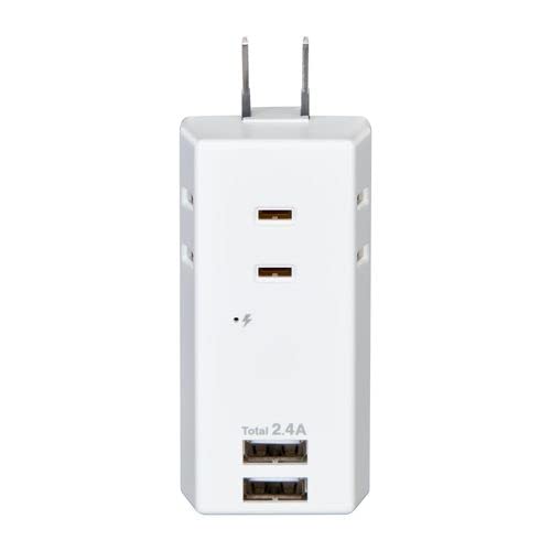 エルパ (ELPA) 耐雷USBタップ 電源タップ 延長コード 3個口 2ポート 2.4A UA-322SB