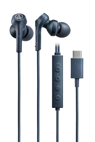 オーディオテクニカ ATH-CKS330NC BL イヤホン 有線 タイプC ノイズキャンセリング 1.2m U型コード 【遅延なし マイク付