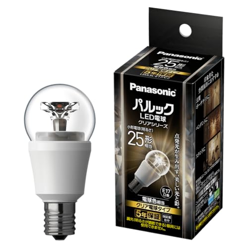 パナソニック パルックLED電球 口金直径17mm クリアシリーズ 3.4W (電球色相当） 小形電球・クリアタイプ LDA3LE17C2