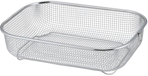 下村企販 シンプル 水切りかご 2人用 【日本製】 食洗機対応 ステンレス 深型 ざる 脚付き 引っかけリング付き 食器 野菜 水切り 洗浄 軽